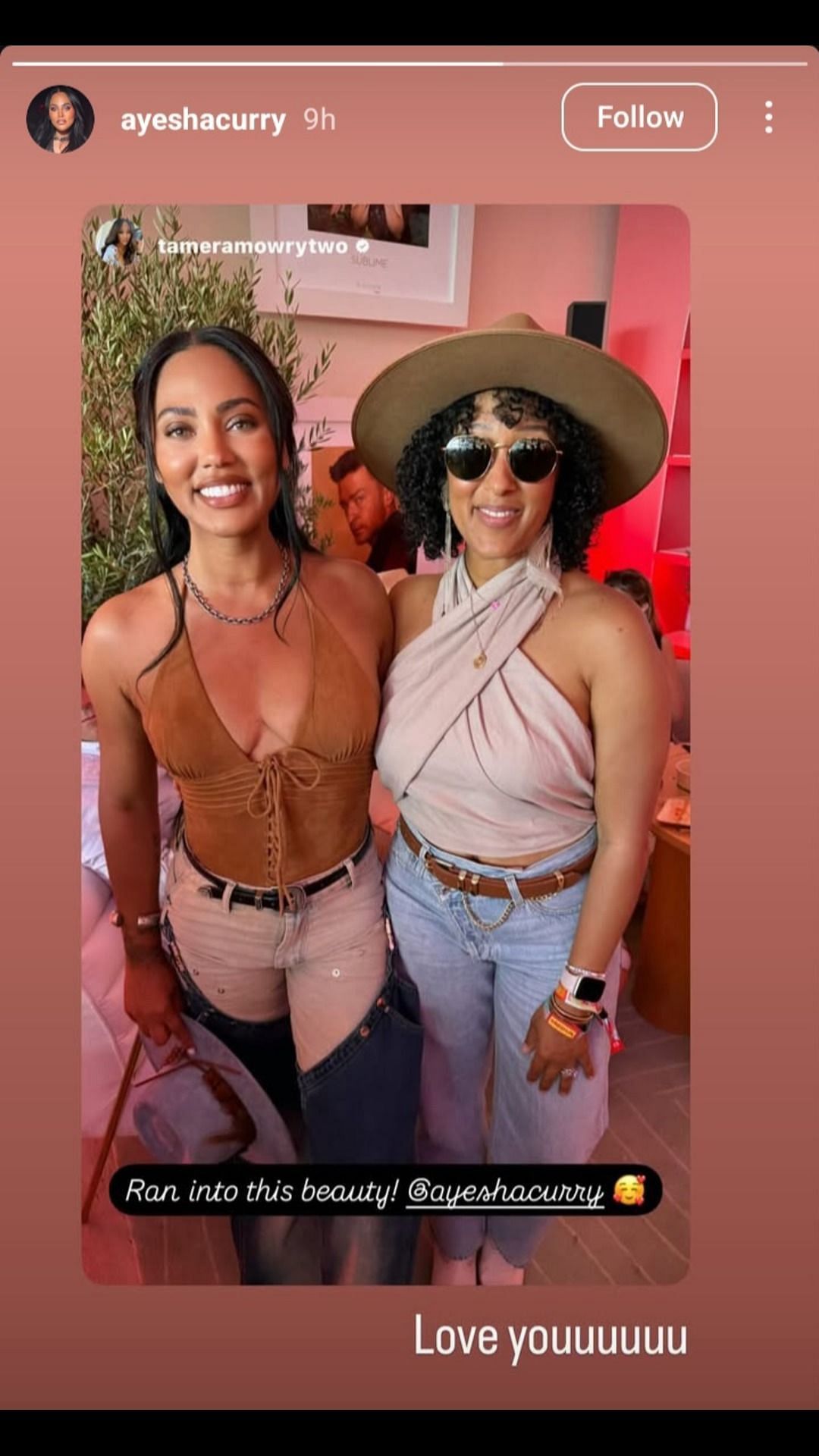Steph Curry's wife Ayesha Curry sends her love to actress Tamera Mowry on Instagram. Credit: Ayesha Curry/IG